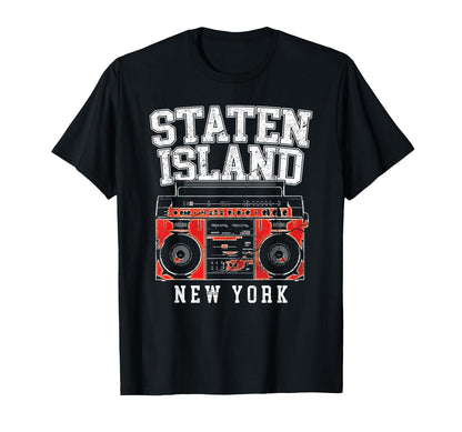 Staten Island New York Nyc Boombox T-Shirt - Aesthetic Graphic for Adults