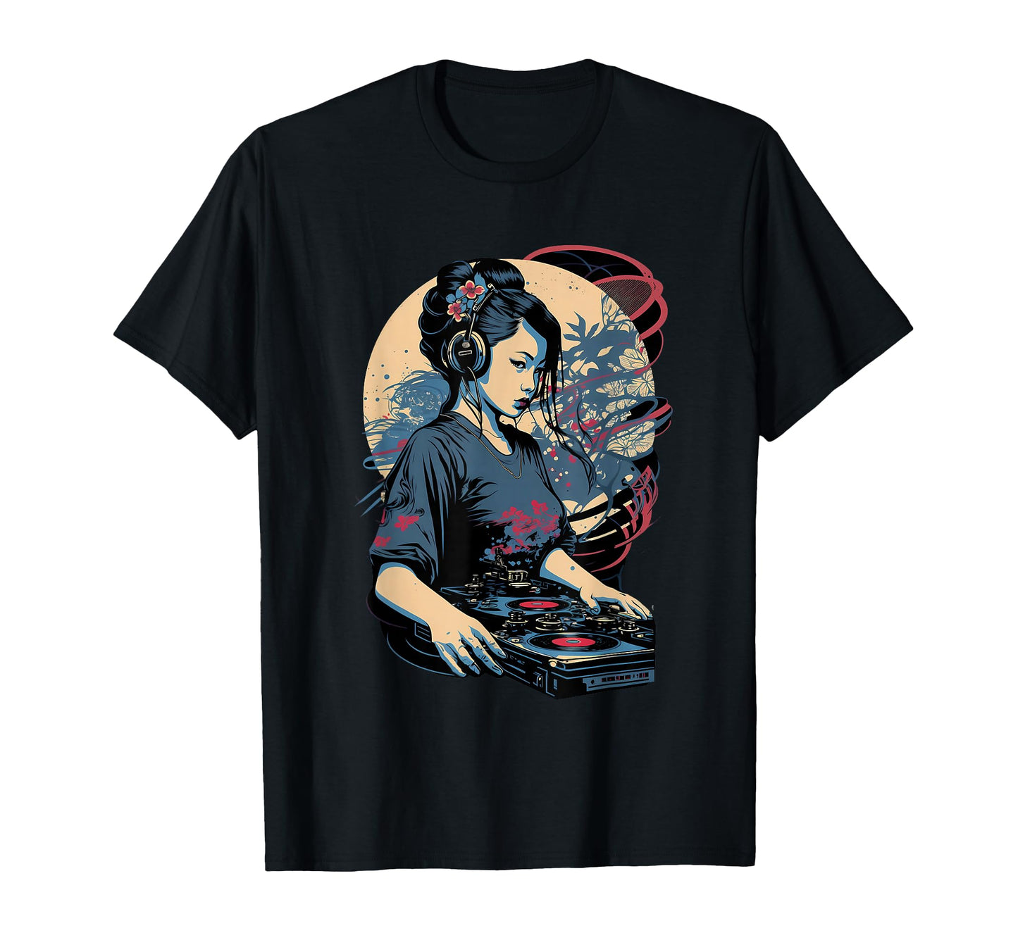 Geisha Dj Edm Japanese Kimono Vaporwave T-Shirt - Minimalist Print Unisex