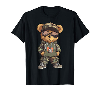 Hip Hop Music Teddy Sunglasses T-Shirt - Minimalist Print Unisex