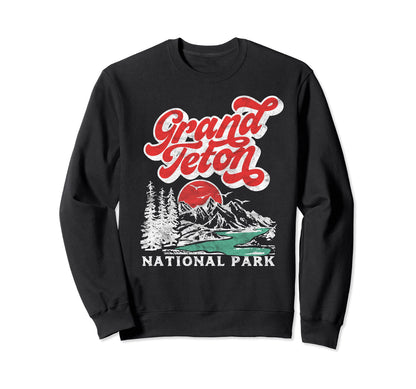 Grand Teton National Park 80S Sweatshirt - Casual Everyday Wear Men Women