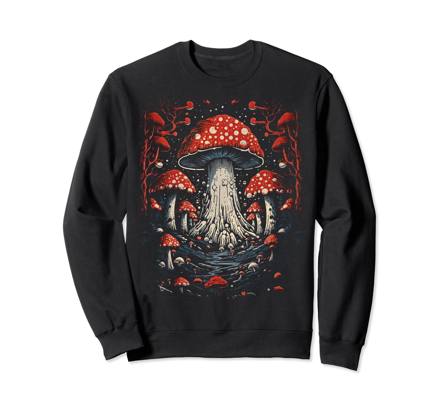 Grunge Mushroom Goth Fungi 71 Sweatshirt - Minimalist Print Unisex
