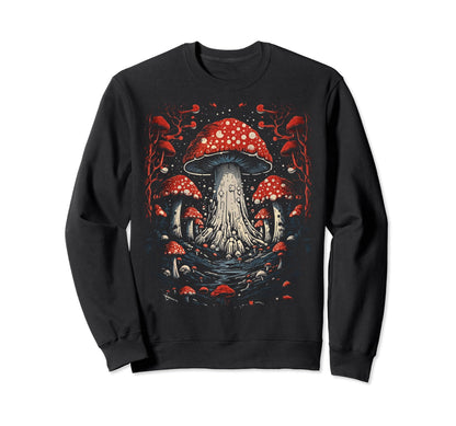 Grunge Mushroom Goth Fungi 71 Sweatshirt - Minimalist Print Unisex