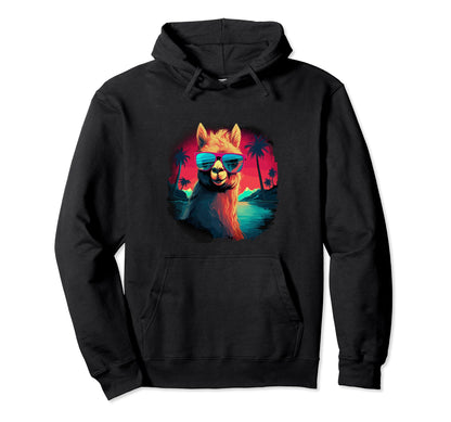 Funny Alpaca Vaporwave Aesthetic Hoodie - Aesthetic Graphic Men Women