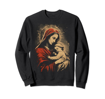 Mary Jesus Distressed 90S Goth Sweatshirt - Fun Novelty Design Men Women