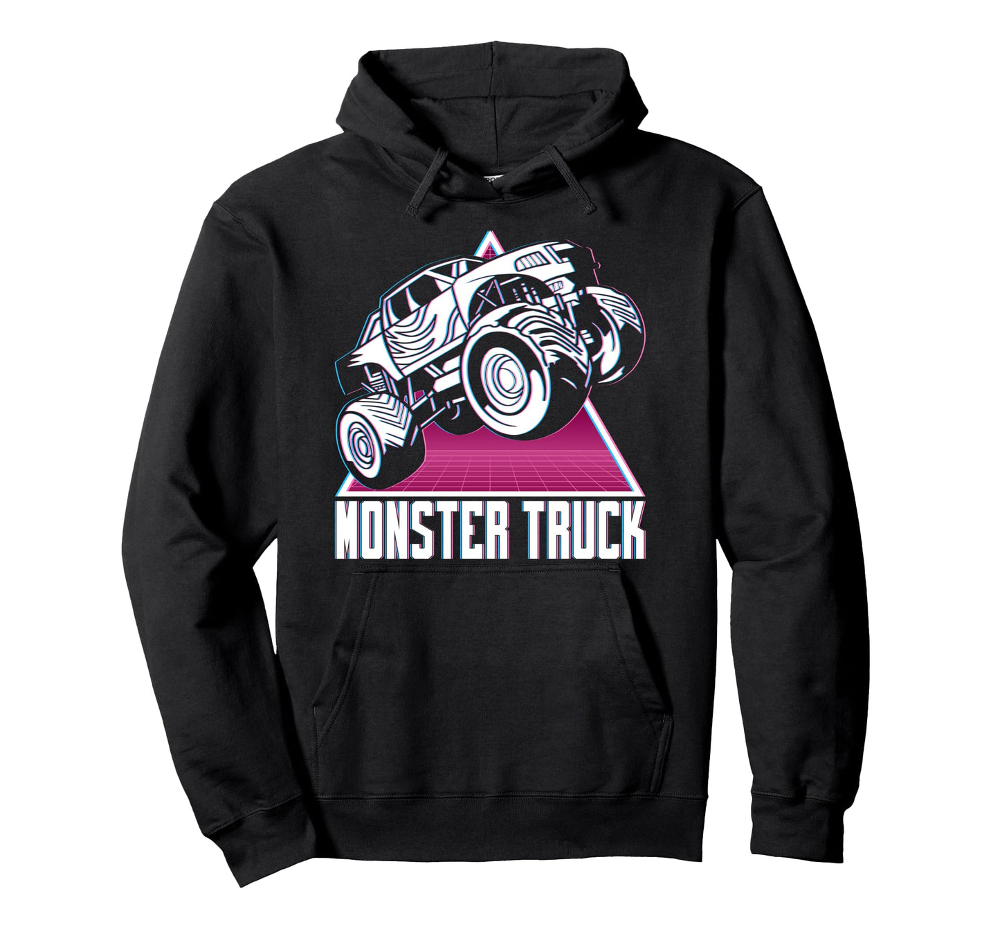 Vaporwave Aesthetic Monster Truck Offroad Hoodie - Graphic Print for Adults