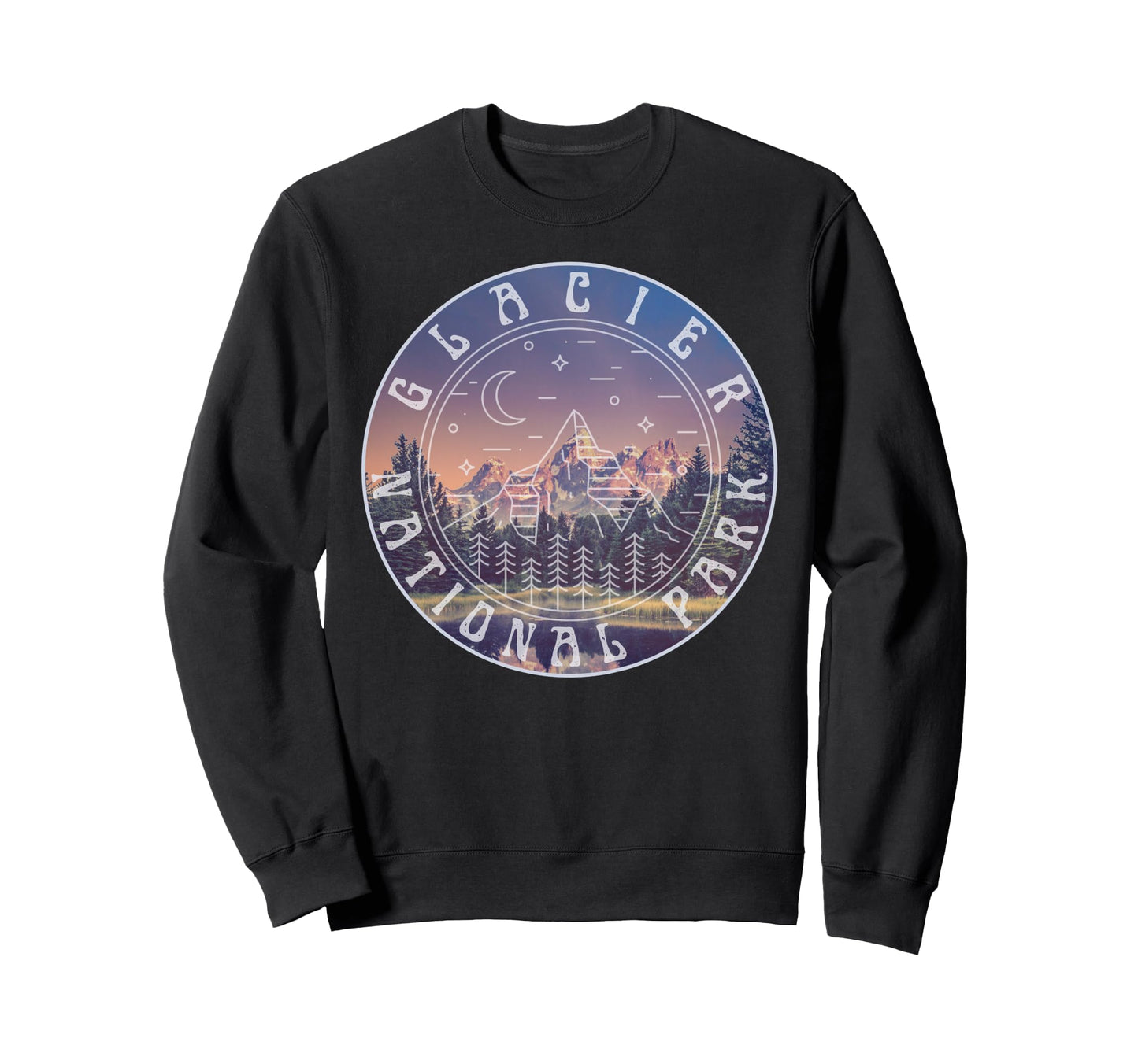 Glacier National Park Montana Usa Sweatshirt - Minimalist Print Unisex