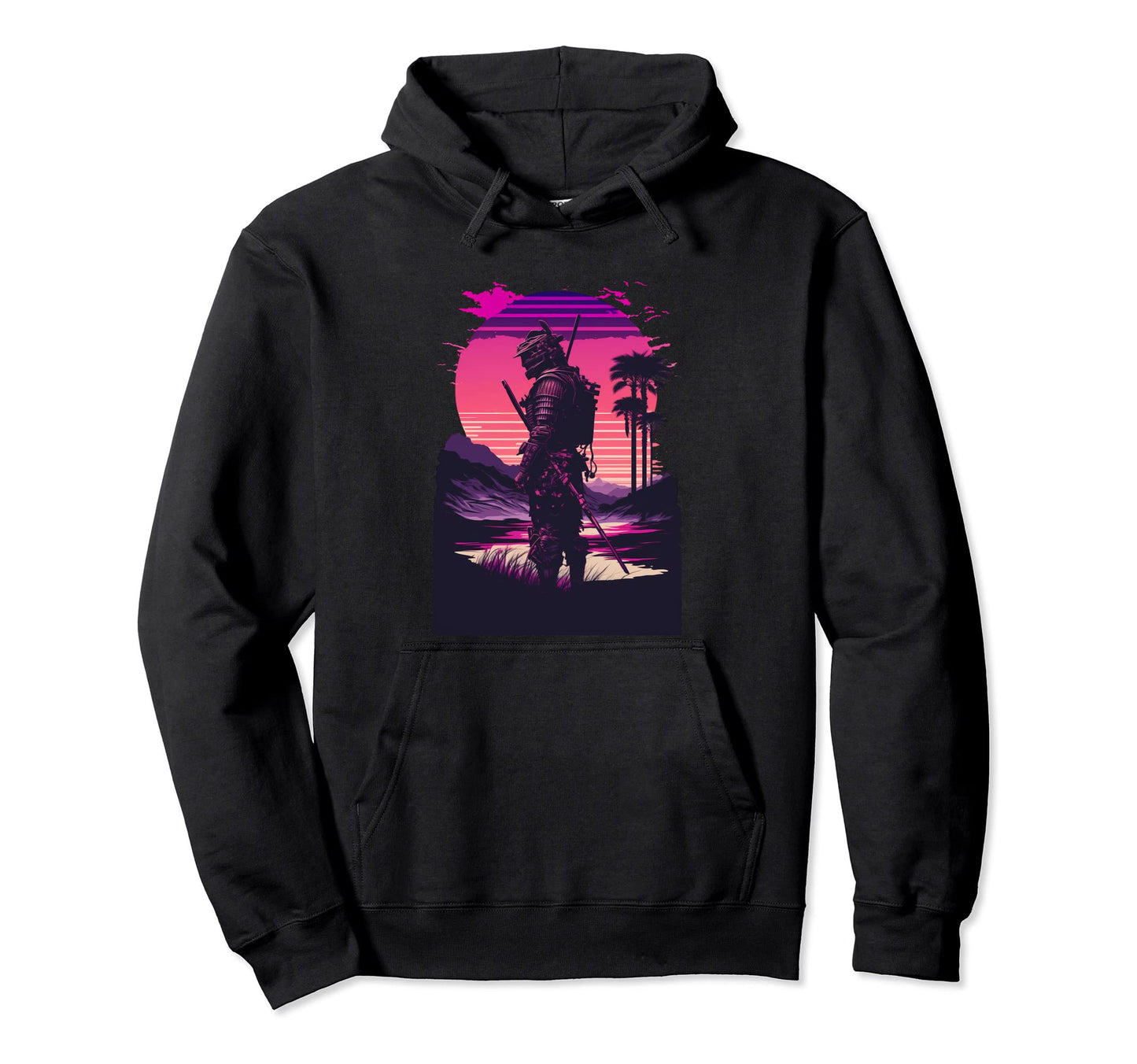 Vaporwave Aesthetic Cyberpunk Samurai Hoodie - Minimalist Print Men Women