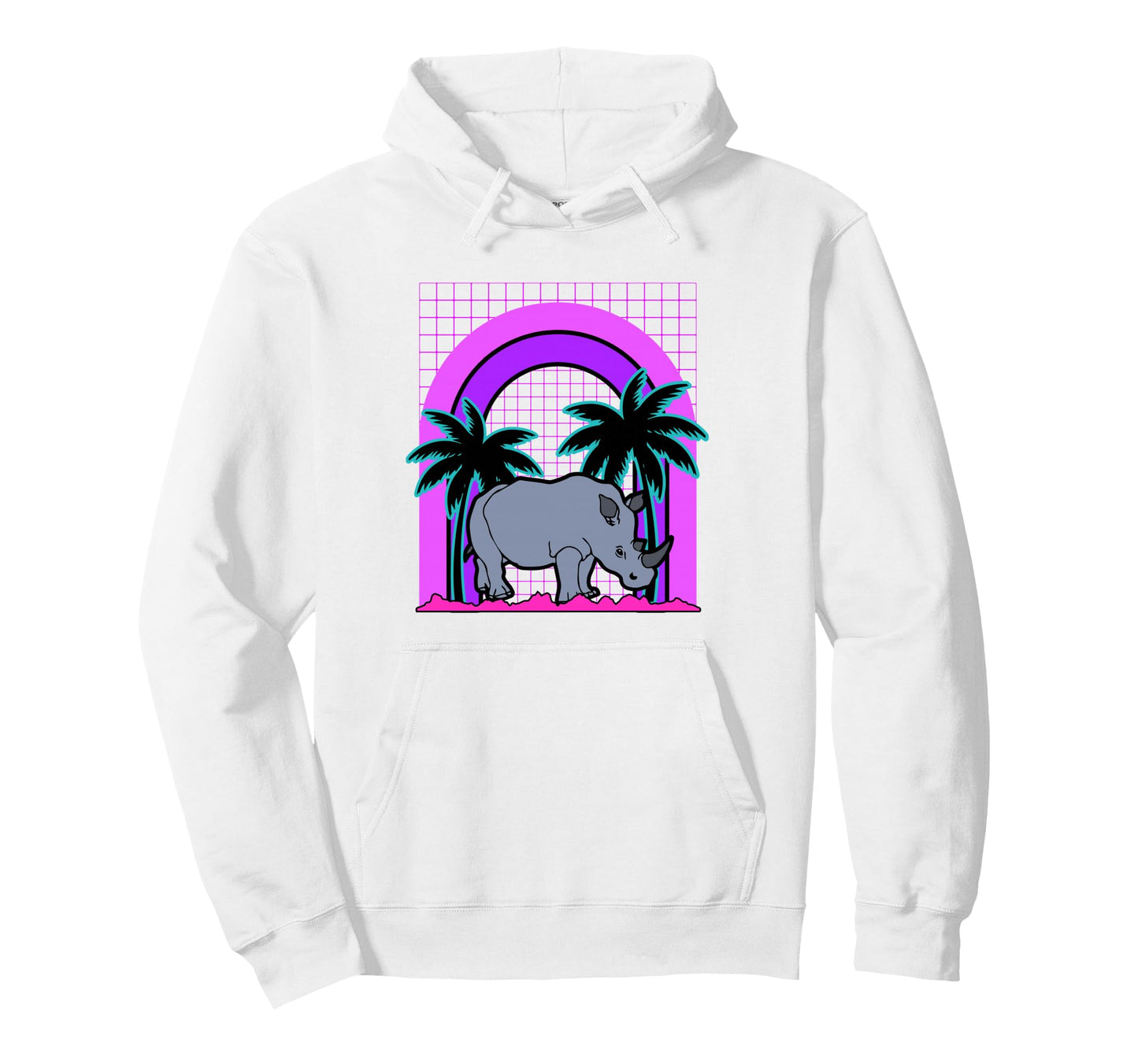 Aesthetic Vaporwave Outfits Rhino Hoodie - Streetwear Style Unisex