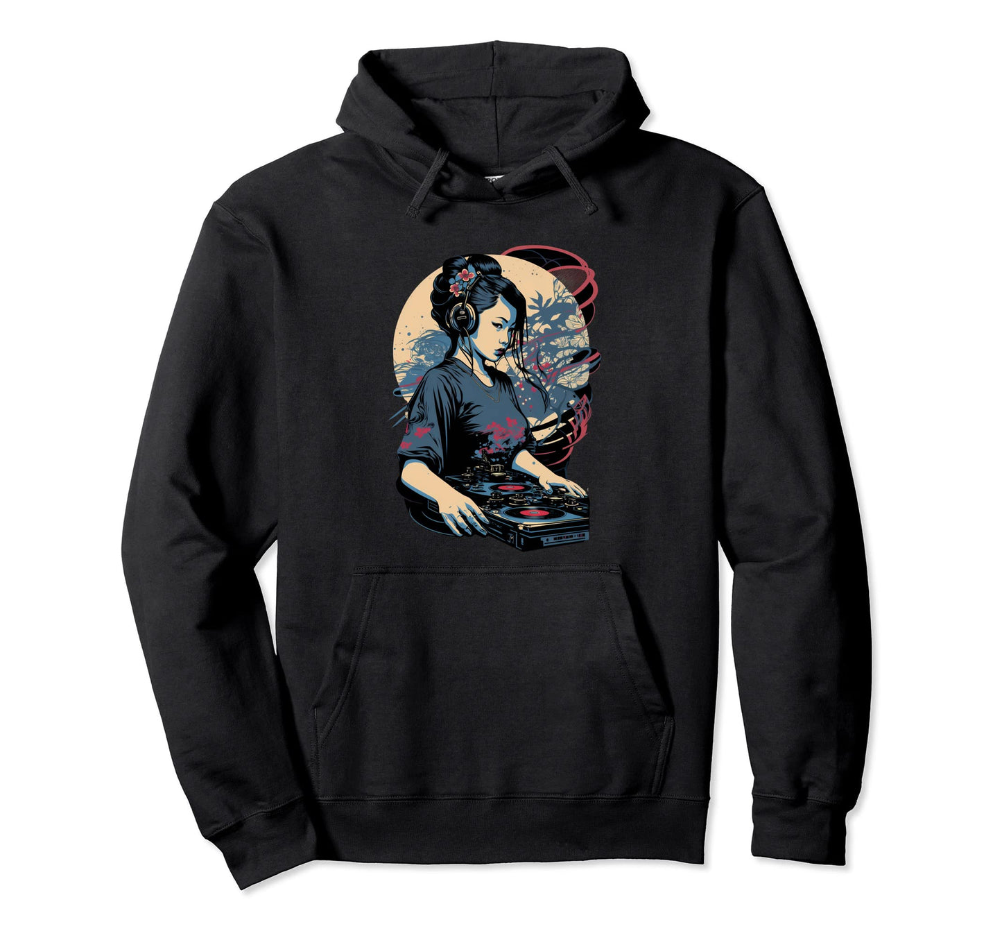 Geisha Dj Edm Japanese Kimono Vaporwave Hoodie - Custom Art Print Unisex