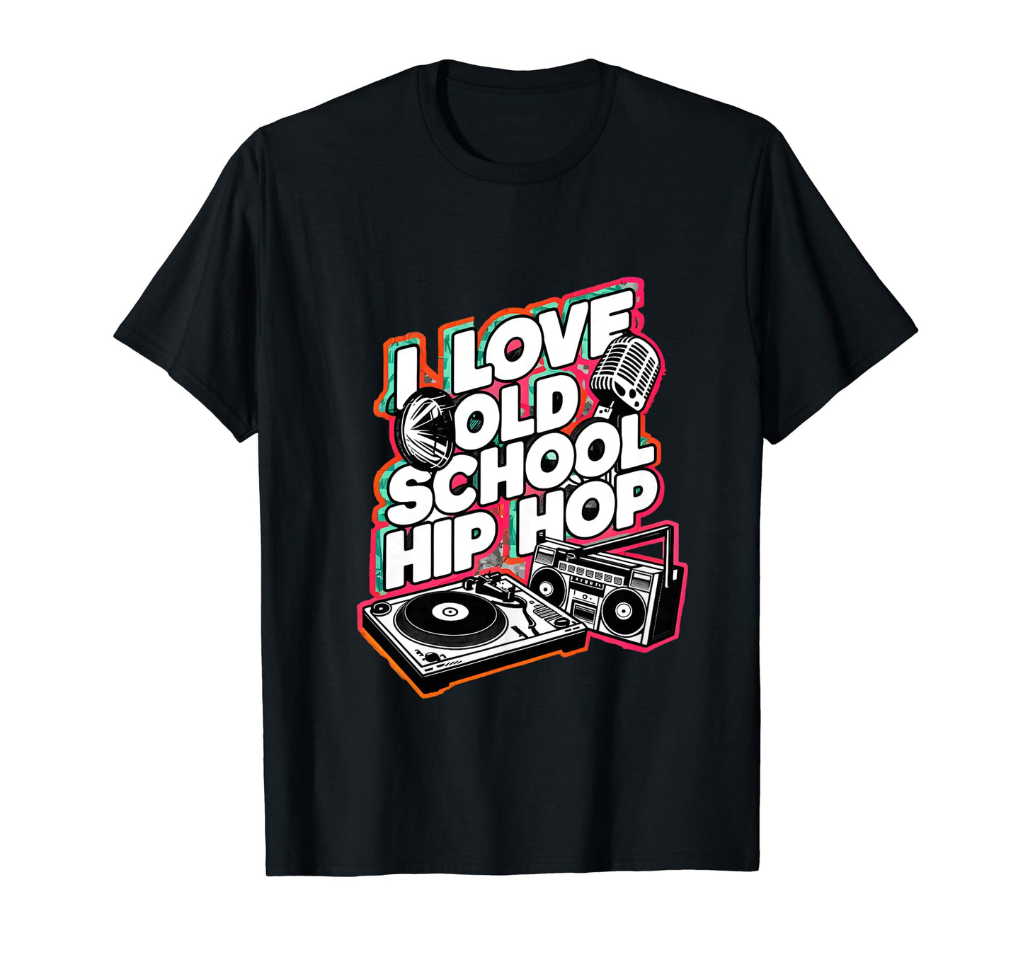 I Love Old School Hip Hop Urban Rap T-Shirt - Trendy Graphic for Adults