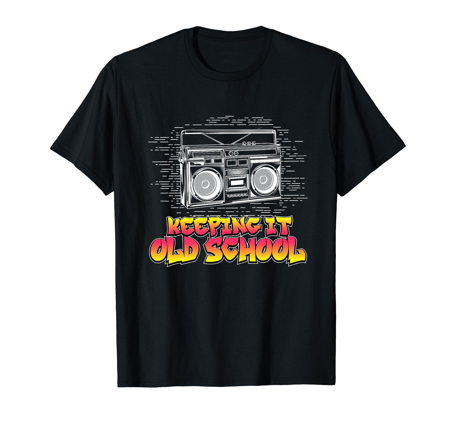 Keeping It Old School Boombox 80S Hip T-Shirt - Novelty Apparel for Adults