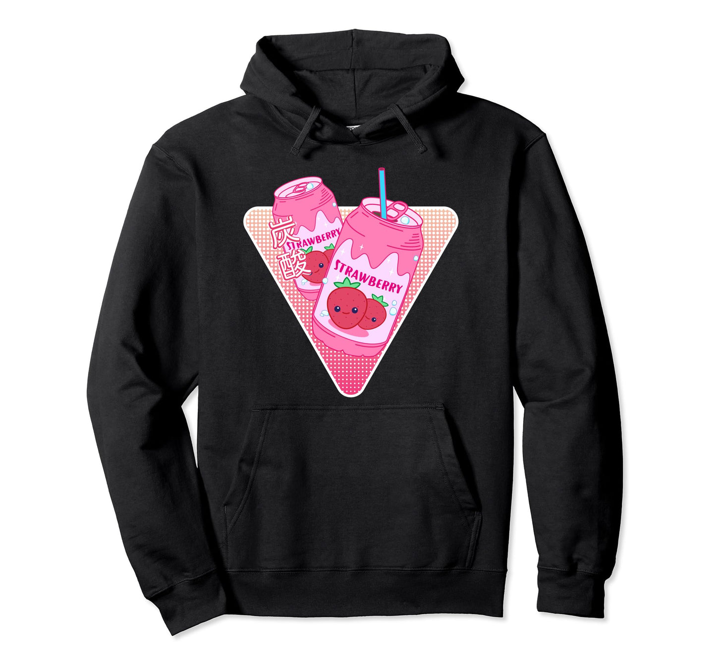 Kawaii Strawberry Soda Vaporwave Hoodie - Unique Graphic Men Women