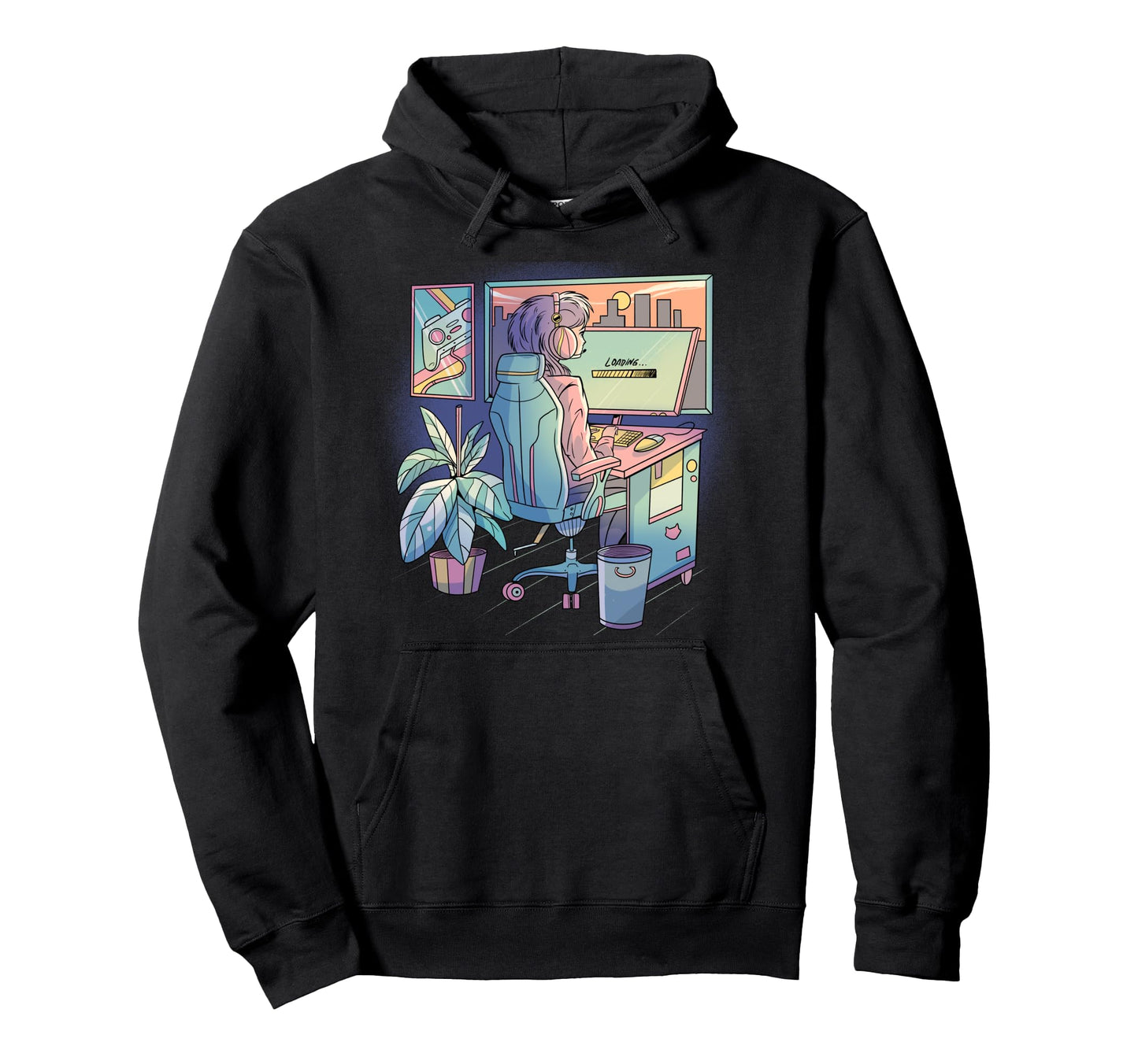Anime Gamer Vaporwave Aesthetic Hoodie - Custom Art Print for Adults