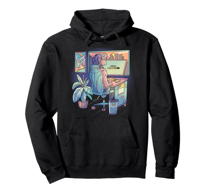 Anime Gamer Vaporwave Aesthetic Hoodie - Custom Art Print for Adults