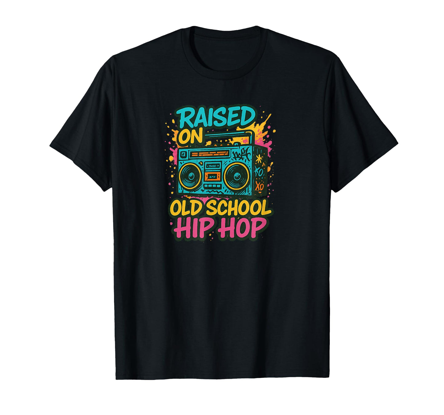 Raised Old School Hip Hop Boombox Music T-Shirt - Unique Graphic Unisex