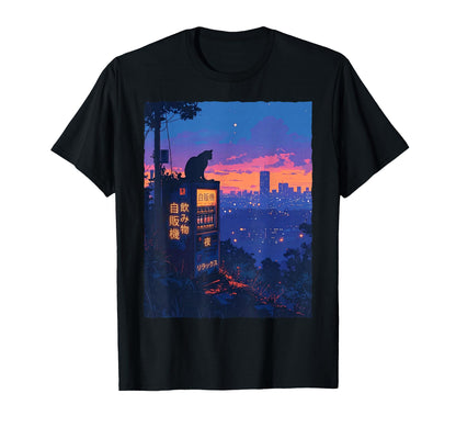 Lofi Anime Cat Japanese Vending T-Shirt - Custom Art Print Men Women
