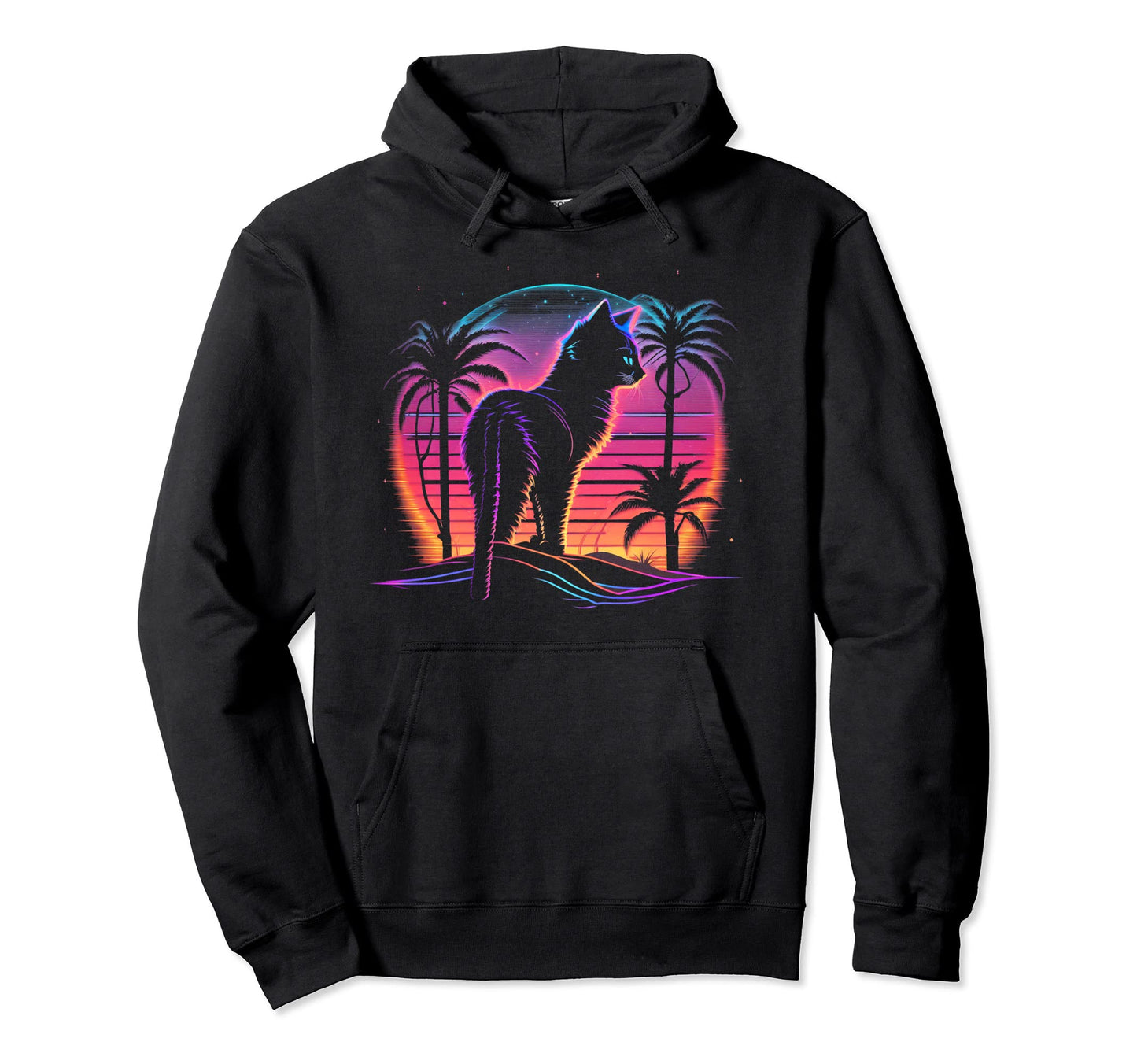 Cat Vaporwave Retrowave Aesthetic Synthwave Hoodie - Unique Graphic Unisex