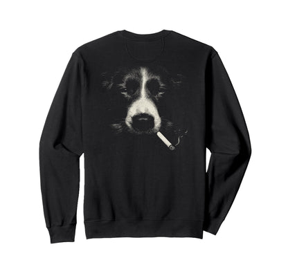 Border Collie Smoking Cigarette Sweatshirt - Casual Everyday Wear Unisex