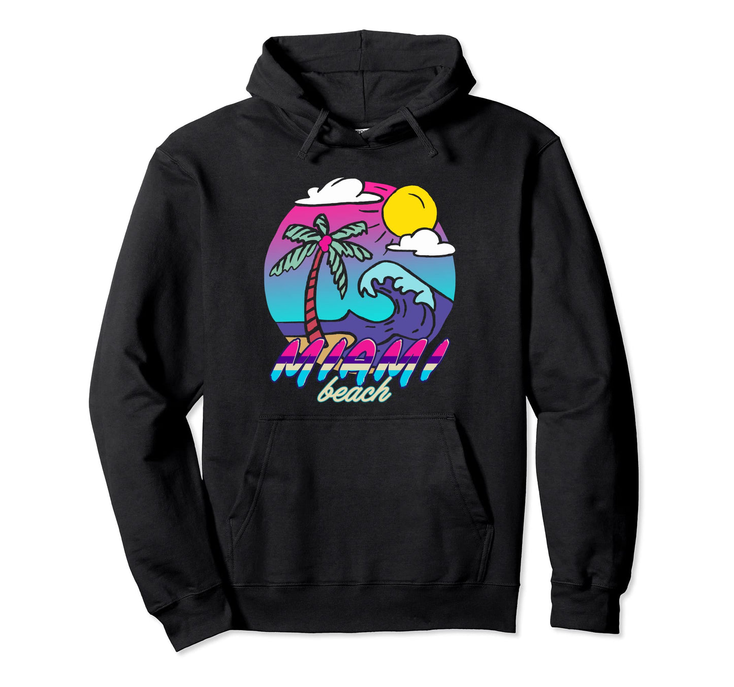 Miami Beach 80S Aesthetic Vaporwave Hoodie - Casual Everyday Wear Unisex