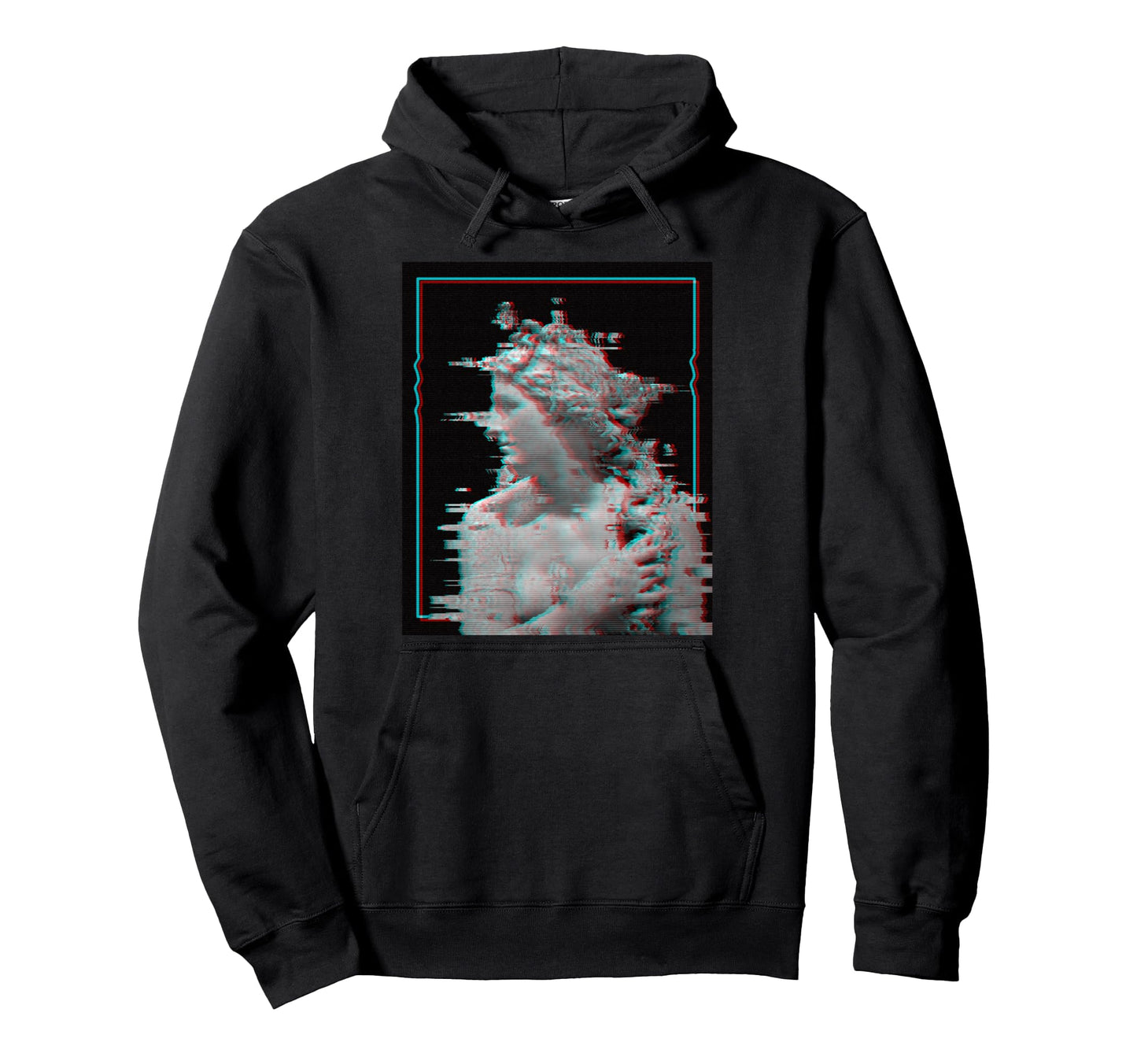 Greek Statue Glitch Vaporwave Hoodie - Minimalist Print for Adults