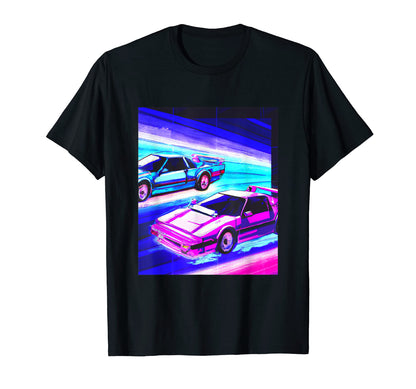 Vaporwave Car Synthwave City T-Shirt - Custom Art Print for Adults