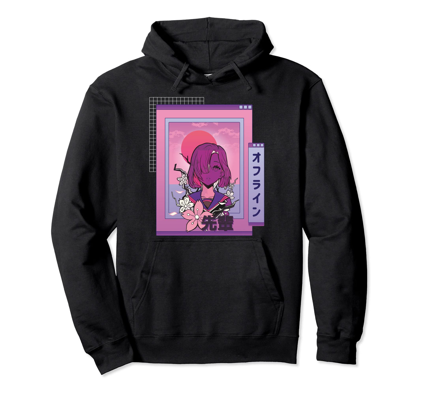 Pastel Vaporwave Japanese Aesthetic Sad Anime Hoodie - Graphic Print Unisex