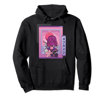 Pastel Vaporwave Japanese Aesthetic Sad Anime Hoodie - Graphic Print Unisex