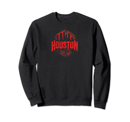 Houston Grit 90S Grunge Sweatshirt - Minimalist Print for Adults
