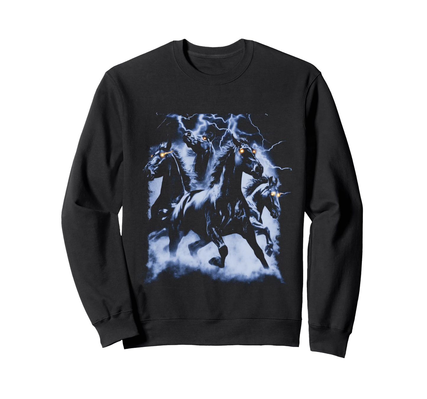 Horse Lightning 80S 90S Western Grunge Sweatshirt - Trendy Graphic Unisex