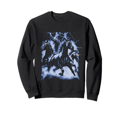 Horse Lightning 80S 90S Western Grunge Sweatshirt - Trendy Graphic Unisex