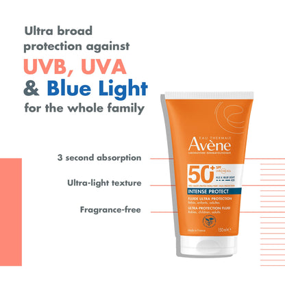 Avene Intense Protect SPF50+ Sunscreen for Babies, Children, and Adults - Gentle, High Protection Sun Care