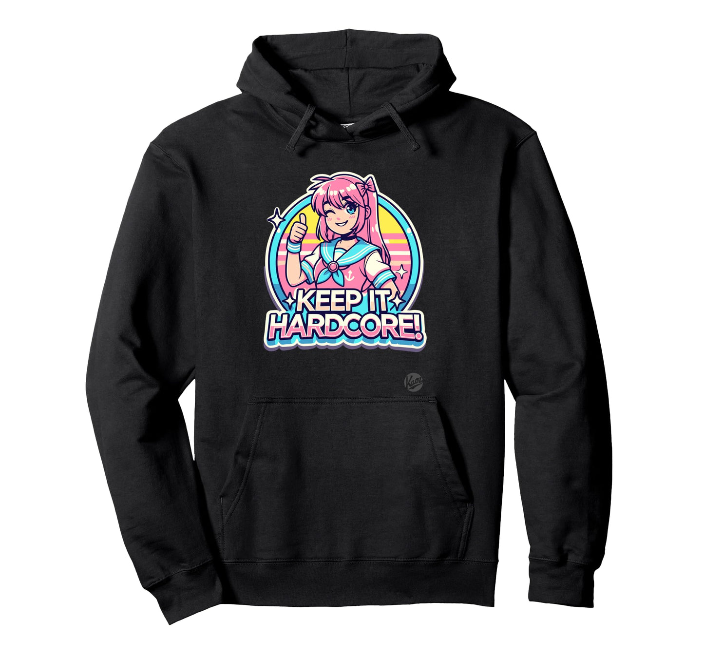 Keeps It Hardcore Anime Kawaii Hoodie - Trendy Graphic for Adults
