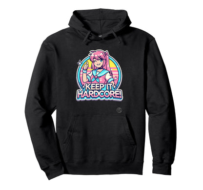 Keeps It Hardcore Anime Kawaii Hoodie - Trendy Graphic for Adults
