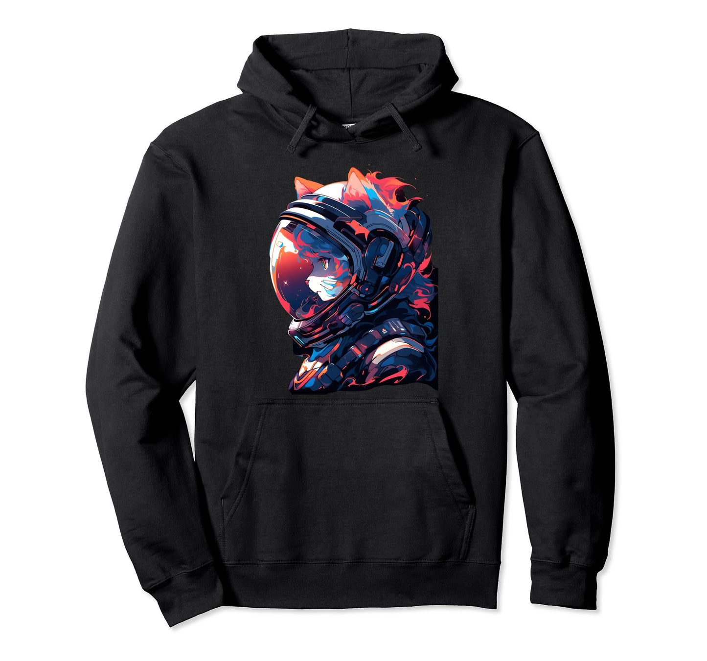80S 90S Aesthetic Vaporwave Space Cat Hoodie - Graphic Print for Adults