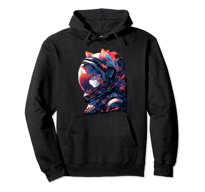 80S 90S Aesthetic Vaporwave Space Cat Hoodie - Graphic Print for Adults