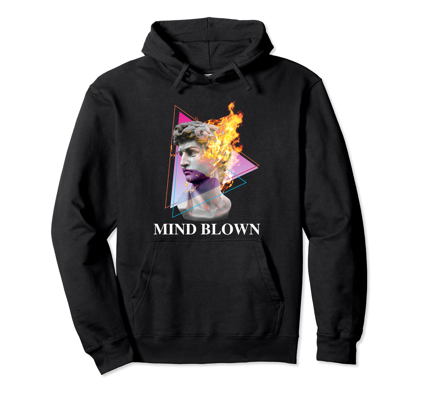 Statue David Ghost Blown Fire Vaporwave Hoodie - Unique Graphic Unisex
