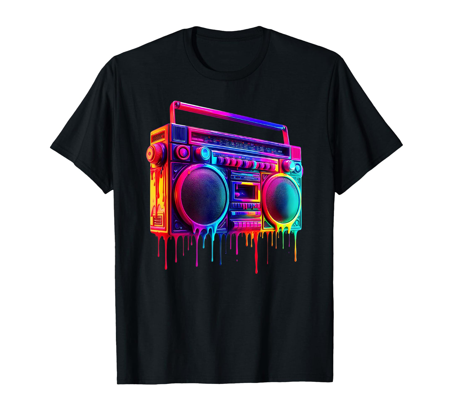 Dripping Paint Boombox Old School 80S T-Shirt - Trendy Graphic Unisex