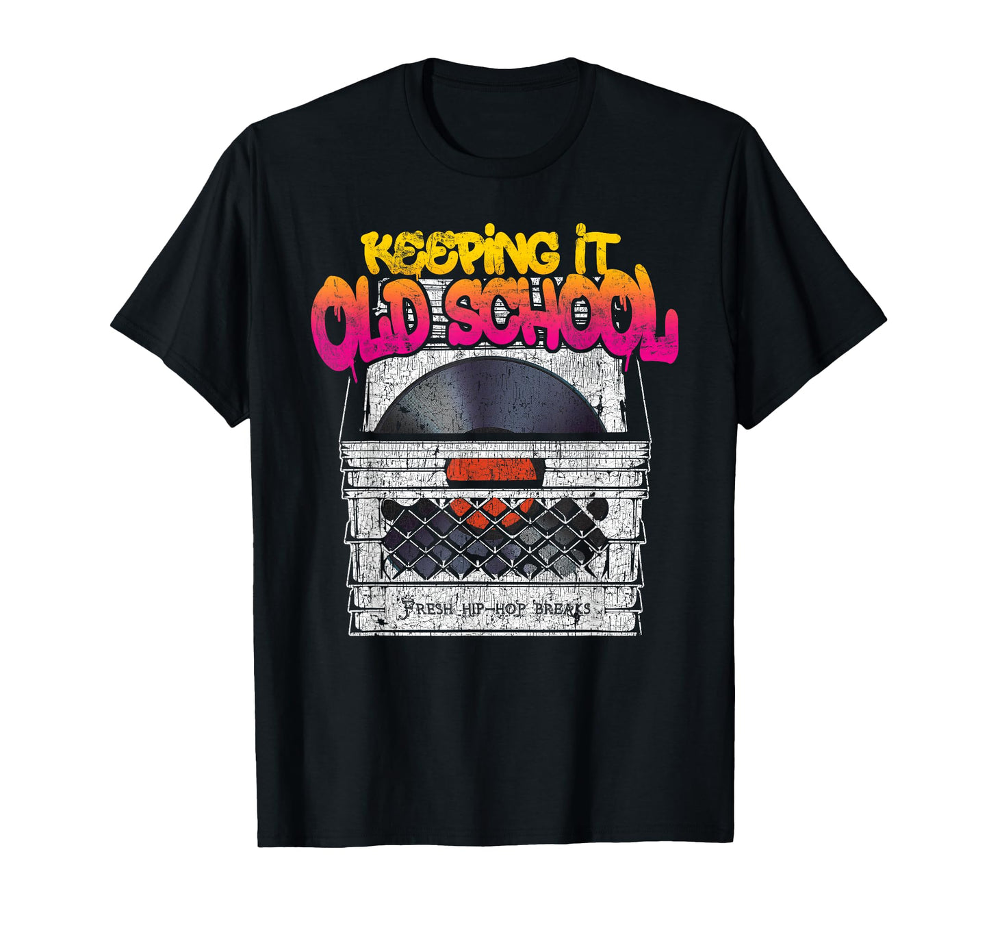 Keeping It Old School Vinyl Record Crate T-Shirt - Trendy Graphic Unisex