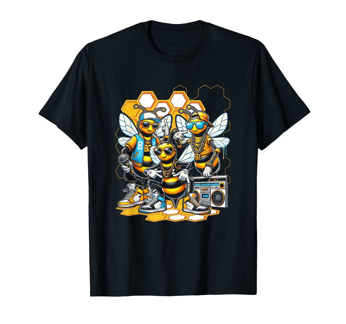 Bees Hip Hop Oldschool Rap Lover Funny T-Shirt - Novelty Apparel Unisex