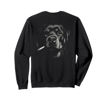 Rottweiler Smoking Cigarette Grunge Sweatshirt - Unique Graphic for Adults