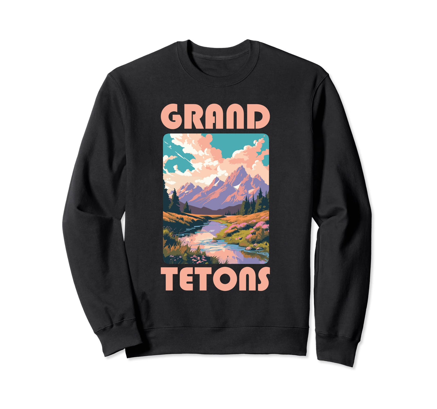 70S Pastel Grand Tetons National Sweatshirt - Custom Art Print Men Women