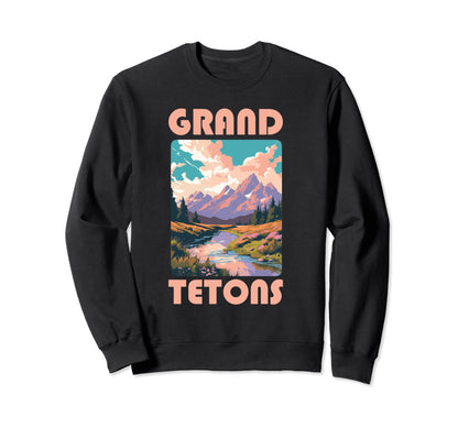 70S Pastel Grand Tetons National Sweatshirt - Custom Art Print Men Women
