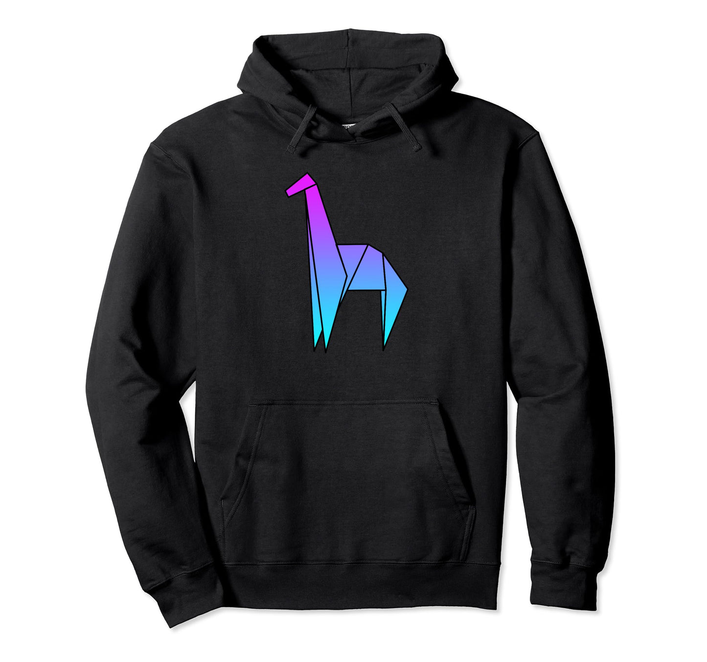 Giraffe Origami Vaporwave Aesthetic Hoodie - Minimalist Print for Adults