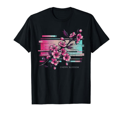 Cherry Blossom Vaporwave Aesthetic T-Shirt - Minimalist Print for Adults