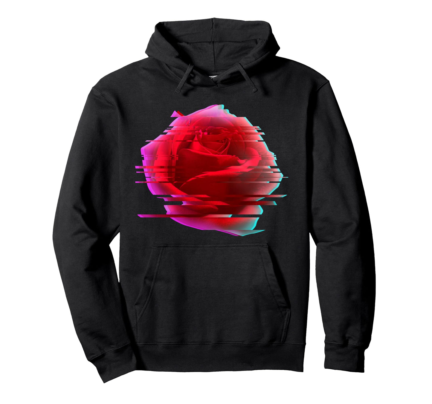 Glitch Rose Vaporwave Aesthetic Trippy Hoodie - Graphic Print Men Women