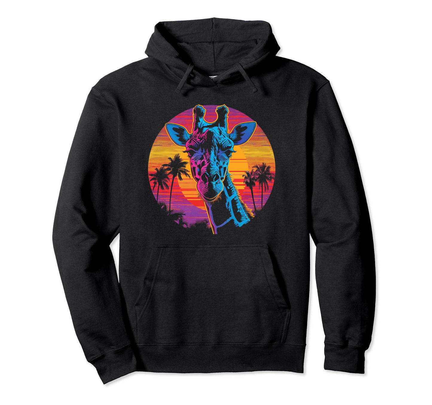 Giraffe Vaporwave Aesthetic Synthwave 80S Hoodie - Novelty Apparel Unisex