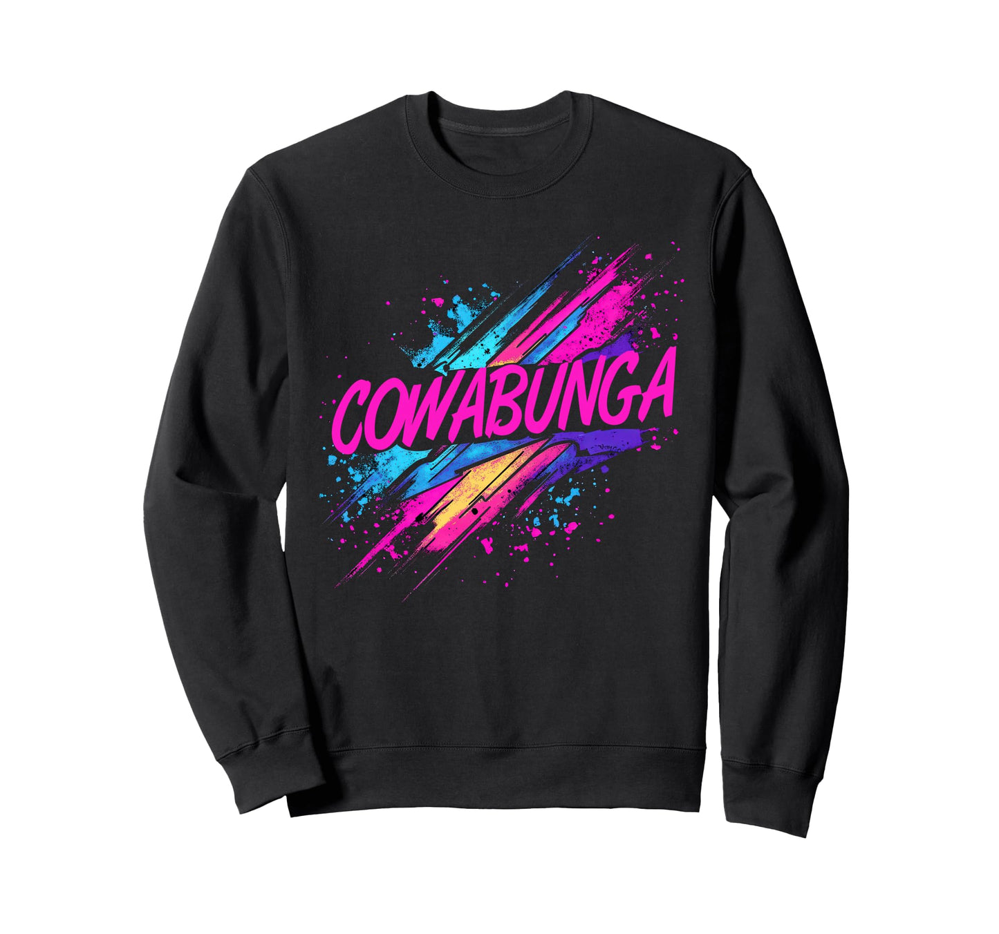 Cowabunga 80S 90S Nostalgia Slang Sweatshirt - Fun Novelty Design Unisex