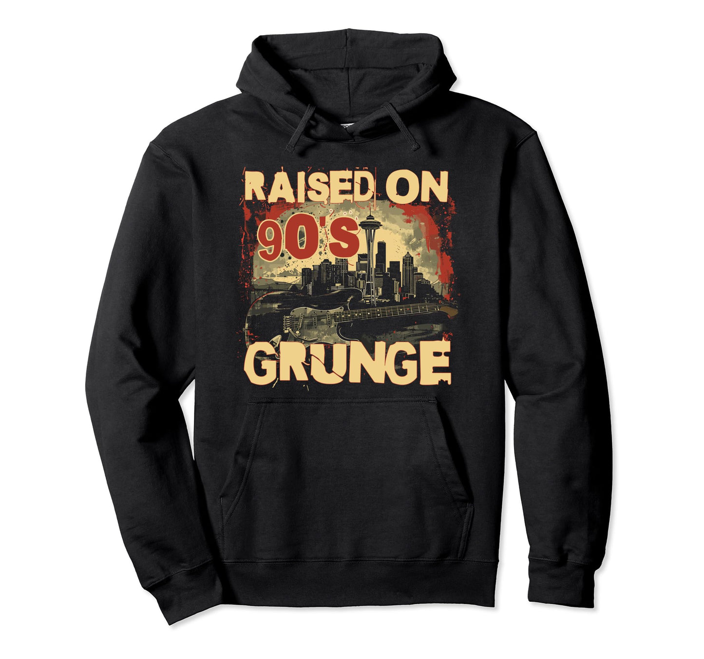 Raised 90S Grunge Rock Music Lover Hoodie - Novelty Apparel for Adults