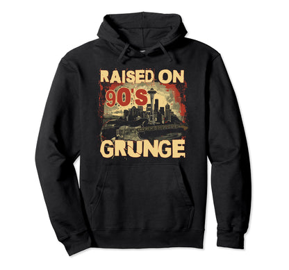 Raised 90S Grunge Rock Music Lover Hoodie - Novelty Apparel for Adults
