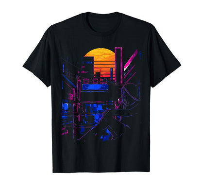 Aesthetic Japanese Anime Vaporwave T-Shirt - Fun Novelty Design for Adults